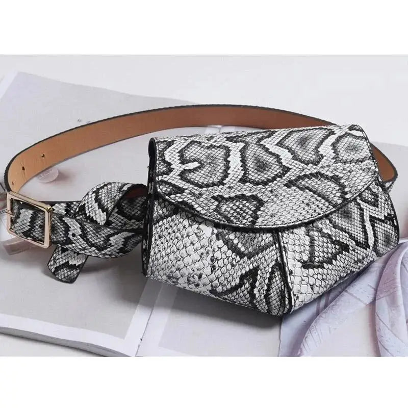 Women's Mini Snake Print Waist Bag – Faux Leather Belt Saddle Bag Belt Bag Axl 5