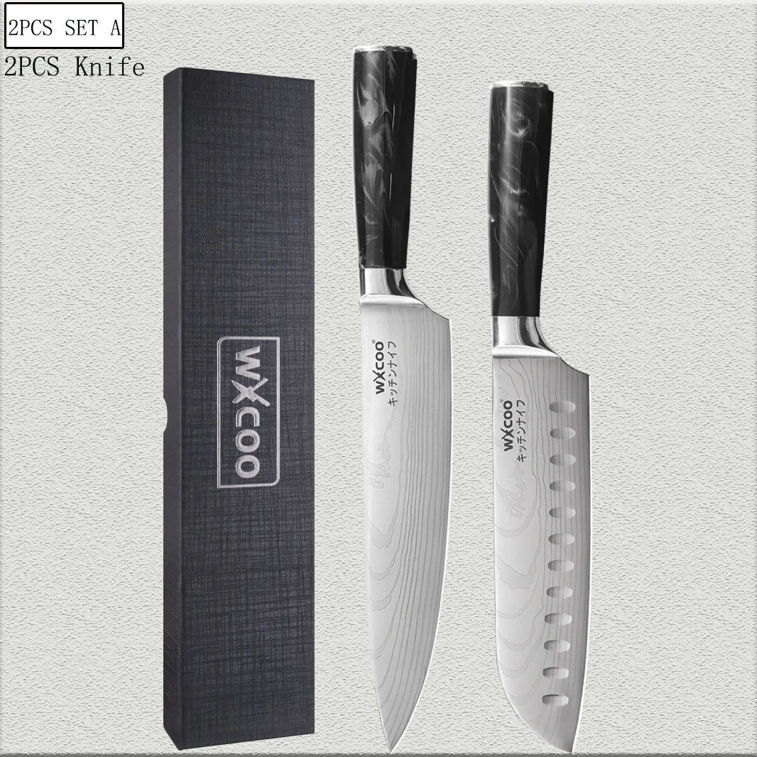 WXCOO Chef's Knife Set – Stainless Steel Kitchen Knives & Gift Box Kitchen Knife Set Axl 2PCS A