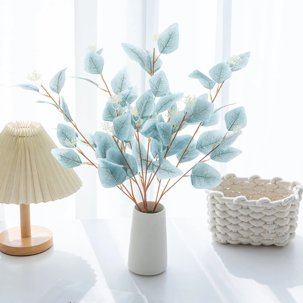 Artificial Eucalyptus Branch Fake Plant Stem for Home Decor Artificial Plant Stem Axl LIGHT BLUE 1pc