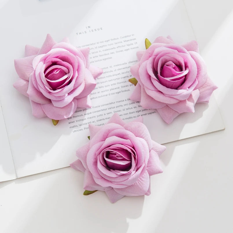 Silk Artificial Rose Flower Heads 5/10 PCS – Wedding & Home Decor Artificial Silk Flowers Axl PURPLE 10 pcs