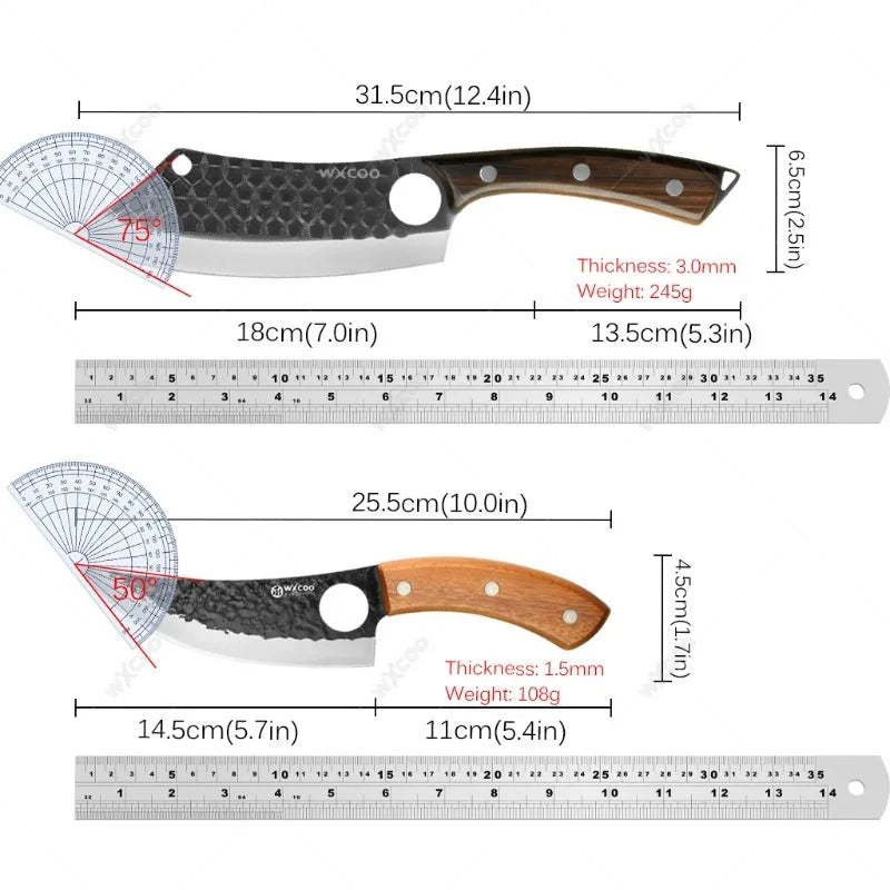 WXCOO Handmade Stainless Steel Chef & Boning Knife with Cover Chef Boning Knife Axl