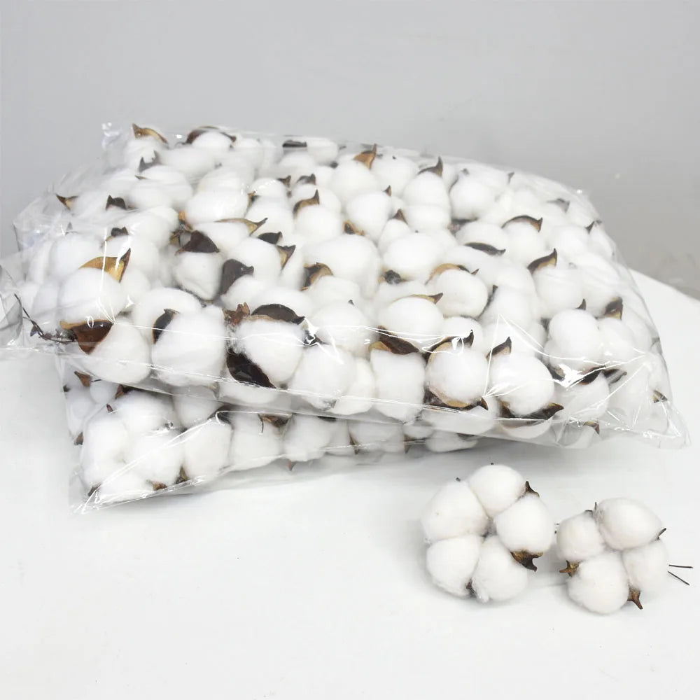 20 Pcs White Artificial Cotton Flower Heads for DIY Décor Artificial Flower Heads Axl