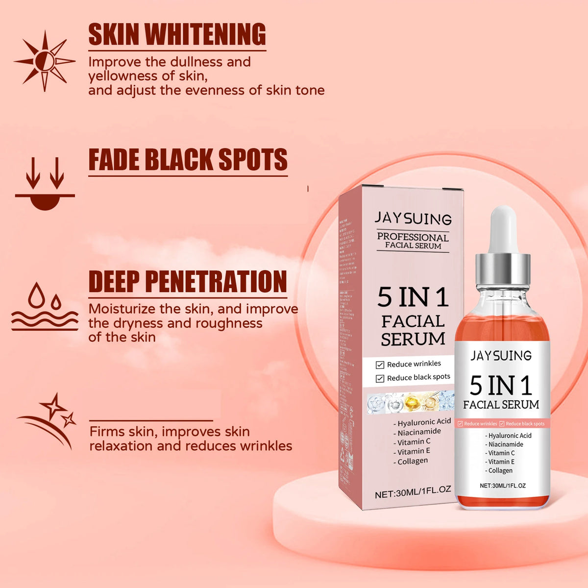 5-in-1 Facial Serum – Hyaluronic Acid, Niacinamide & Vitamin C Facial Serum Axl