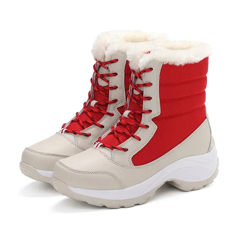 Women's Waterproof Plush Wedge Ankle Snow Boots – Winter 2025 Winter Ankle Boots Axl Red 42