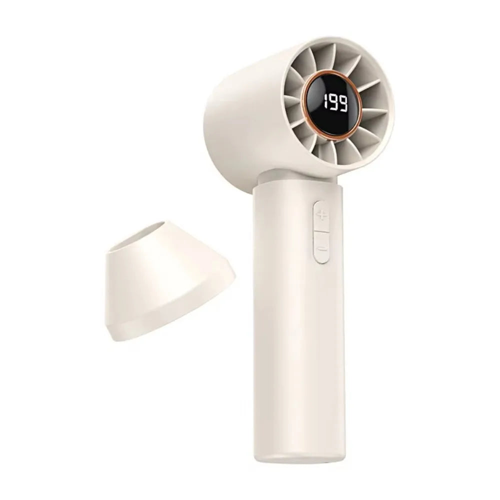 Portable Mini USB Rechargeable Fan – Digital Display, Compact Handheld Mini Fan Axl Beige