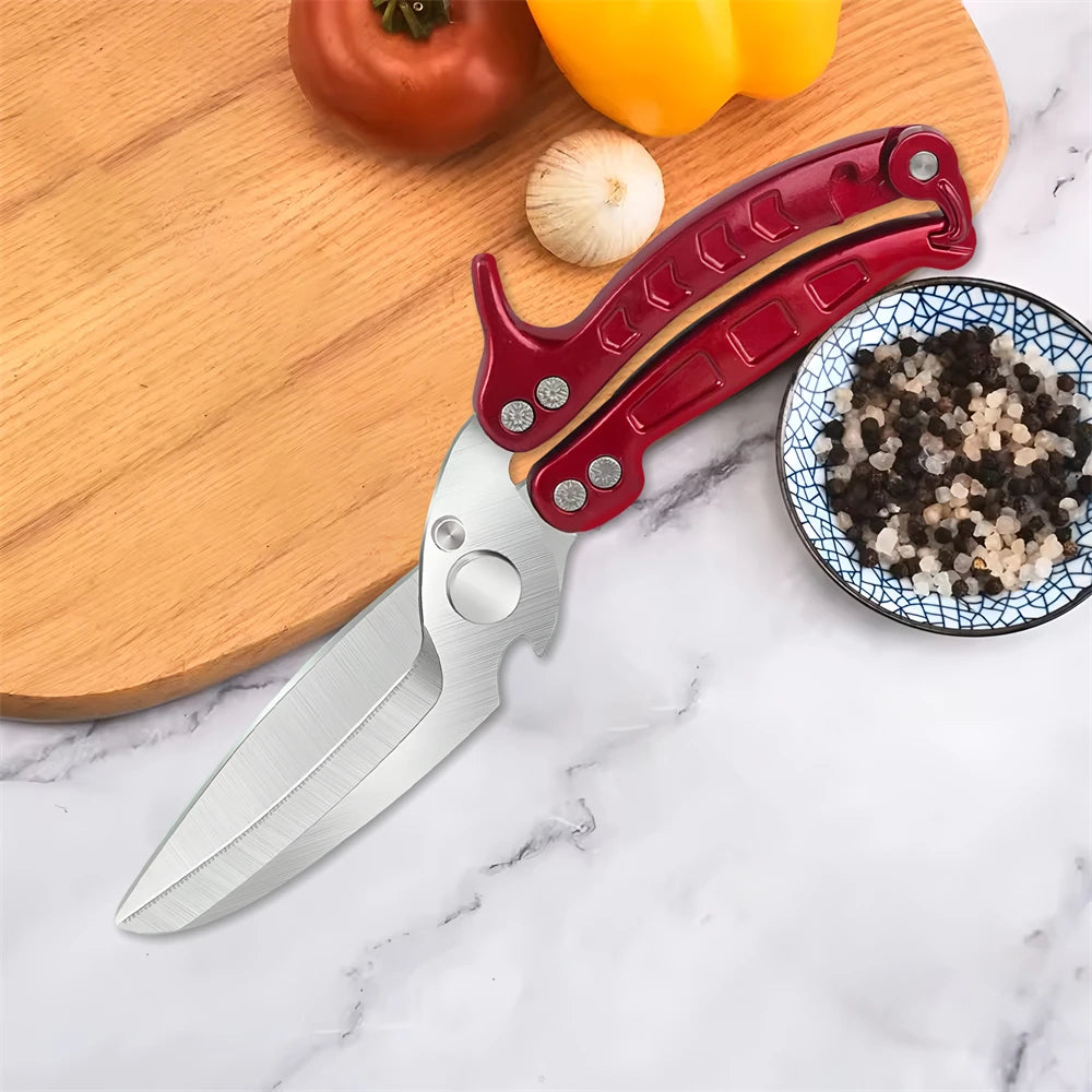 Multi-Functional Kitchen Scissors – Heavy Duty Chicken Bone Shears Kitchen Shears Axl Scissors-Red