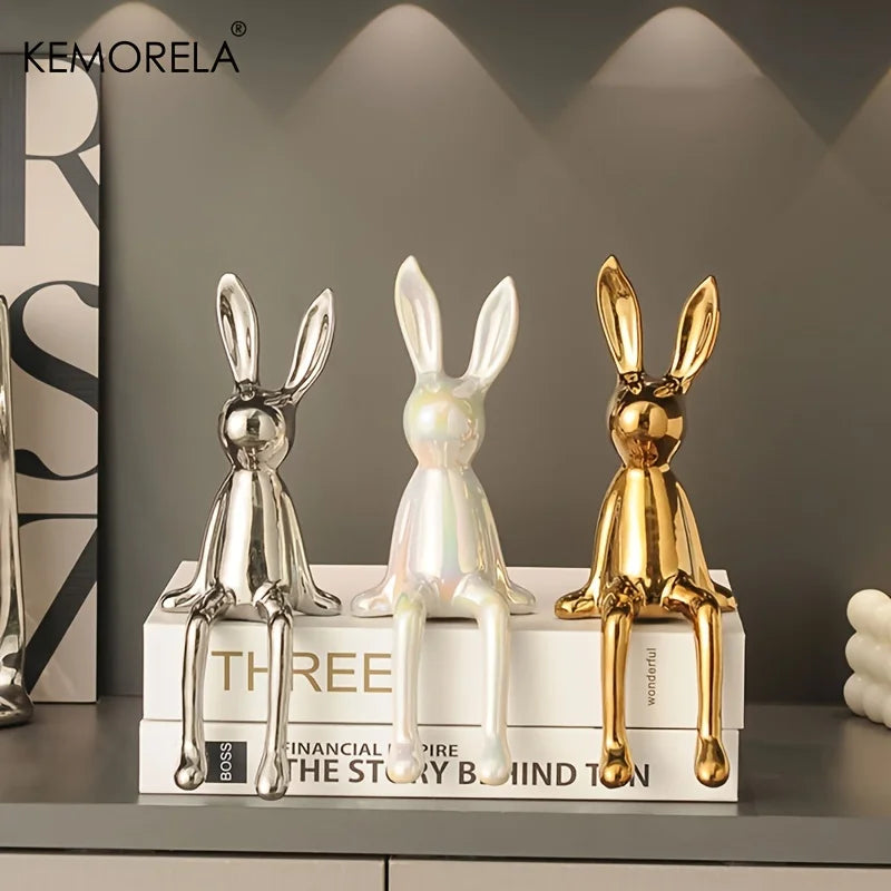 Ceramic Long-Eared Rabbit Statue | Luxury Home Décor Ornament Decorative Figurine Axl