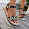 Women's Plus Size Rivet Wedge Sandals Gold Ankle Strap Platform Wedge Platform Sandals Axl 40 KJ23black