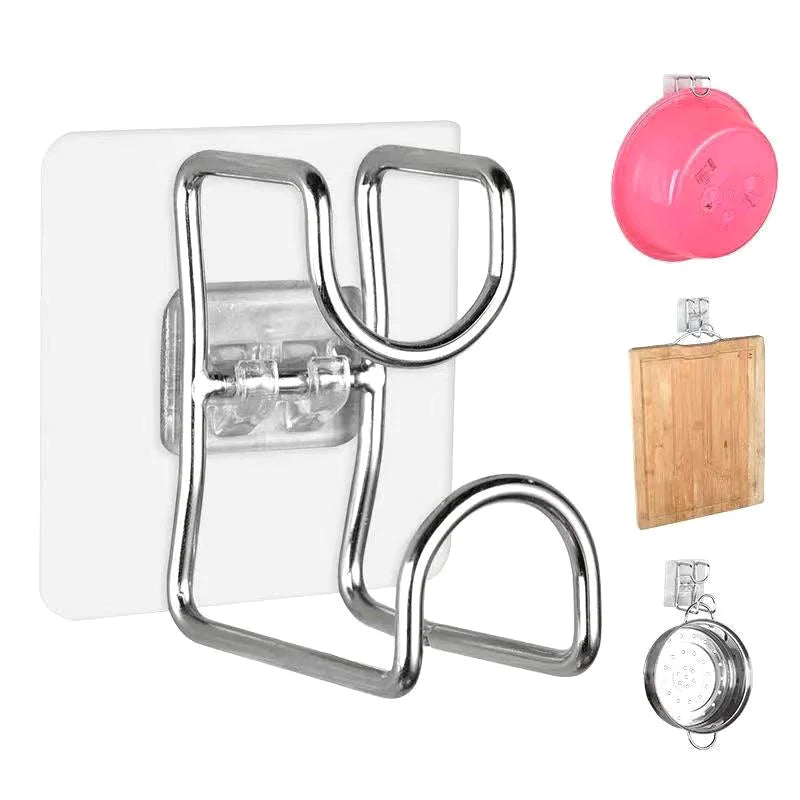Punch-Free Stainless Steel Wall Hook – Kitchen & Bathroom Adhesive Wall Hook Axl