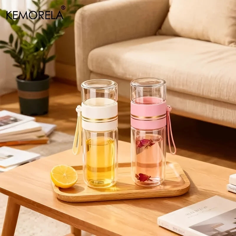 520ml Double-Walled Glass Tea Mug with Stainless Infuser Glass Tea Infuser Mug Axl