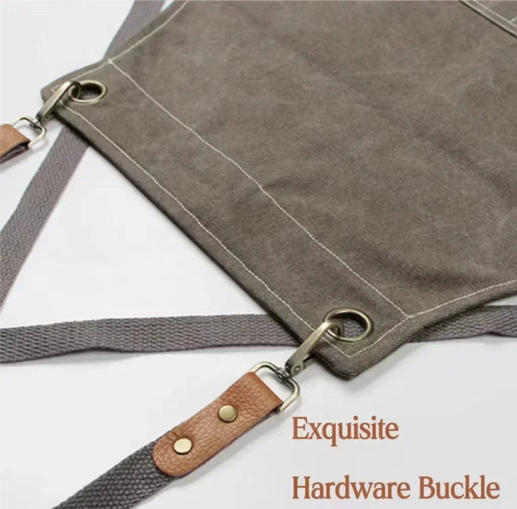 Canvas Chef Apron Cross-Back Straps – BBQ, Kitchen & Salon Canvas Chef Apron Axl
