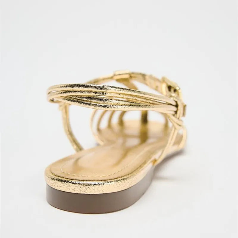 Women's Gold Gladiator Sandals – Ankle Strap Square Heel Gladiator Sandals Axl
