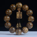 20mm Handmade Wood Carved Beaded Bracelet with Pendant | Unisex Beaded Wood Bracelet Axl A02