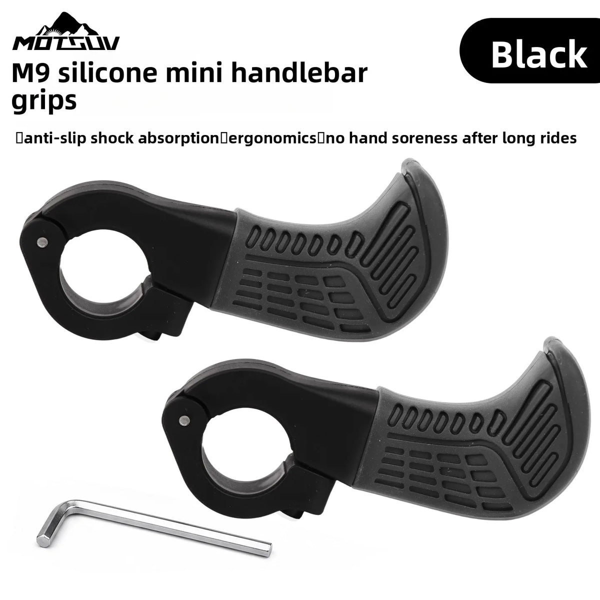 Silicone Mini Bar Ends – Anti-Slip Lock-On Bicycle Grips Bicycle Bar Ends Axl Black