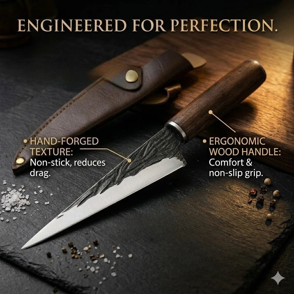 PLYS Forged Boning Knife – Carbon Steel Chef Knife Wood Handle Chef Boning Knife Axl