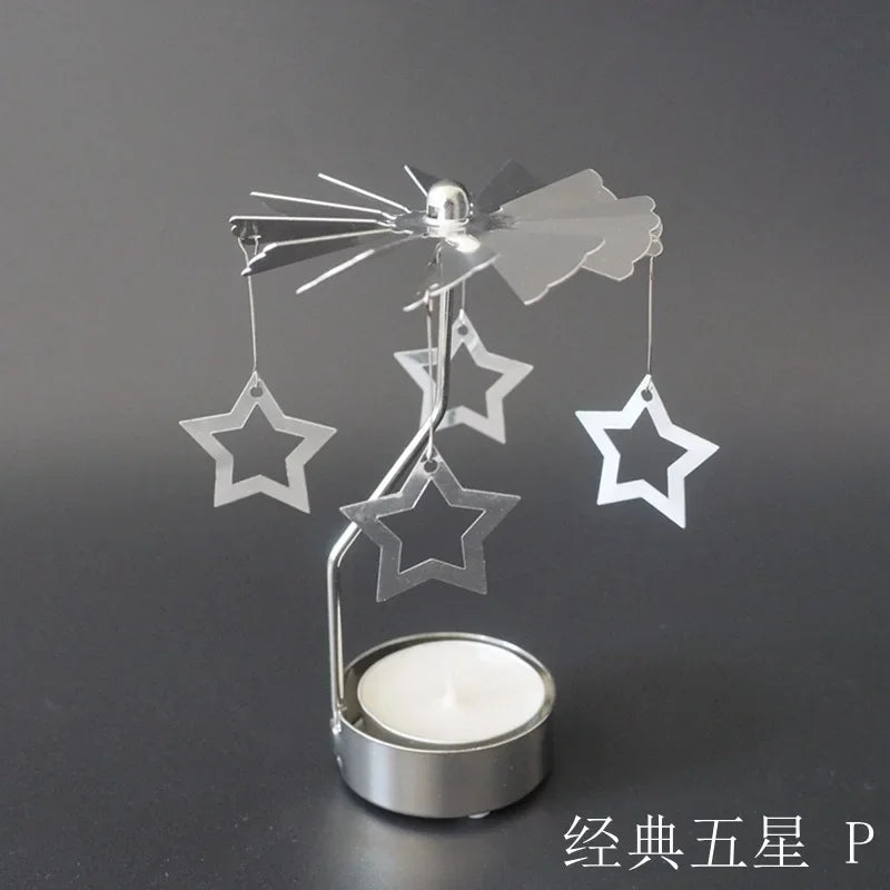 Spinning Metal Carousel Tea Light Candle Holder | Xmas Decor Candle Holder Axl star