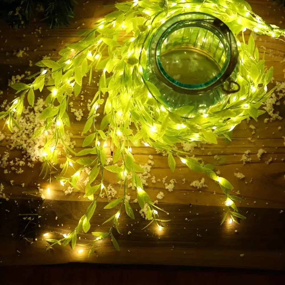 2M 20-LED Willow Leaf String Lights | Battery Copper Wire Decor LED String Lights Axl