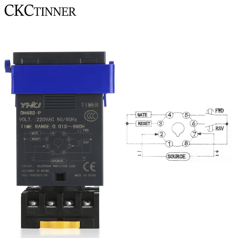 DH48S-P Programmable Time Delay Relay 12V–220V + Socket Base Programmable Time Relay Axl