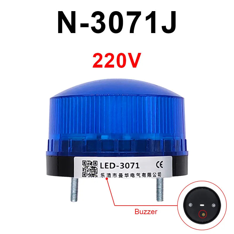 LED Strobe Warning Light with Buzzer | 12V 24V 220V IP44 Strobe Warning Light Axl Blue-220V-Buzzer