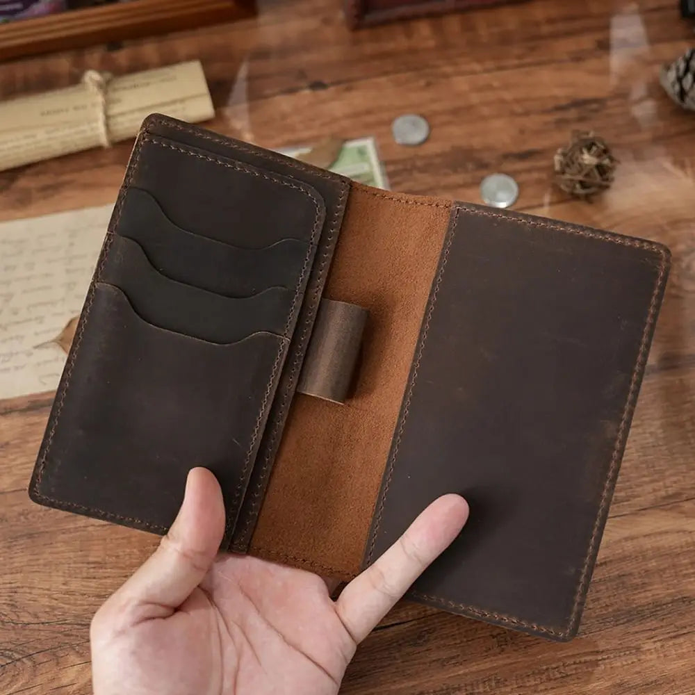 Crazy Horse Leather Journal Cover – Pen Slot & Card Holder Leather Journal Cover Axl