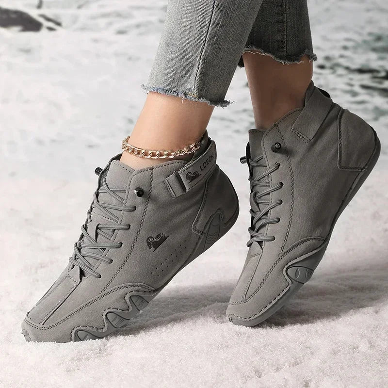 Women's Microfiber Ankle Boots – Breathable Lace-Up Flat Shoes Women's Ankle Boots Axl