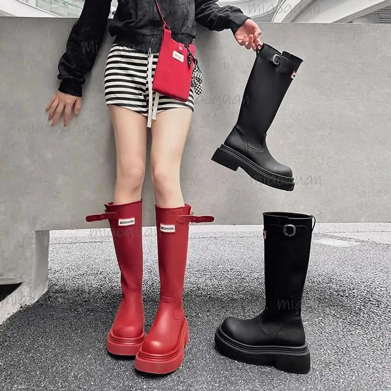 Women's Waterproof Mid-Calf Rain Boots – Anti-Slip Wedge Women's Rain Boots Axl