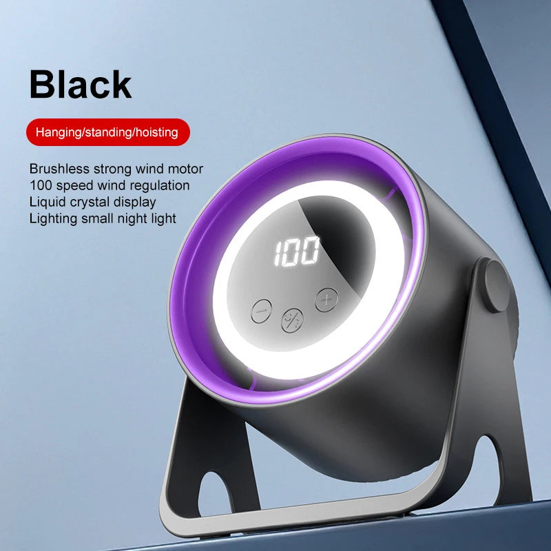 Portable Mini Desktop Fan – Touch Screen, Night Light & Battery Portable Desktop Fan Axl Black Plug-in