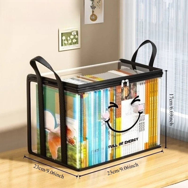 Large Square PVC Storage Box with Smiley Lid – Clear Organizer Bin Storage Organizer Box Axl