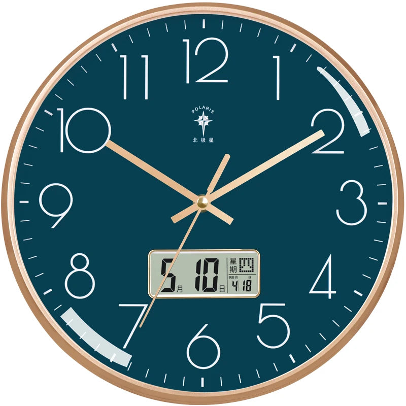 Large Modern Silent Wall Clock – Nordic Decor, 35cm Silent Wall Clock Axl Navy Blue Calendar 14 inch