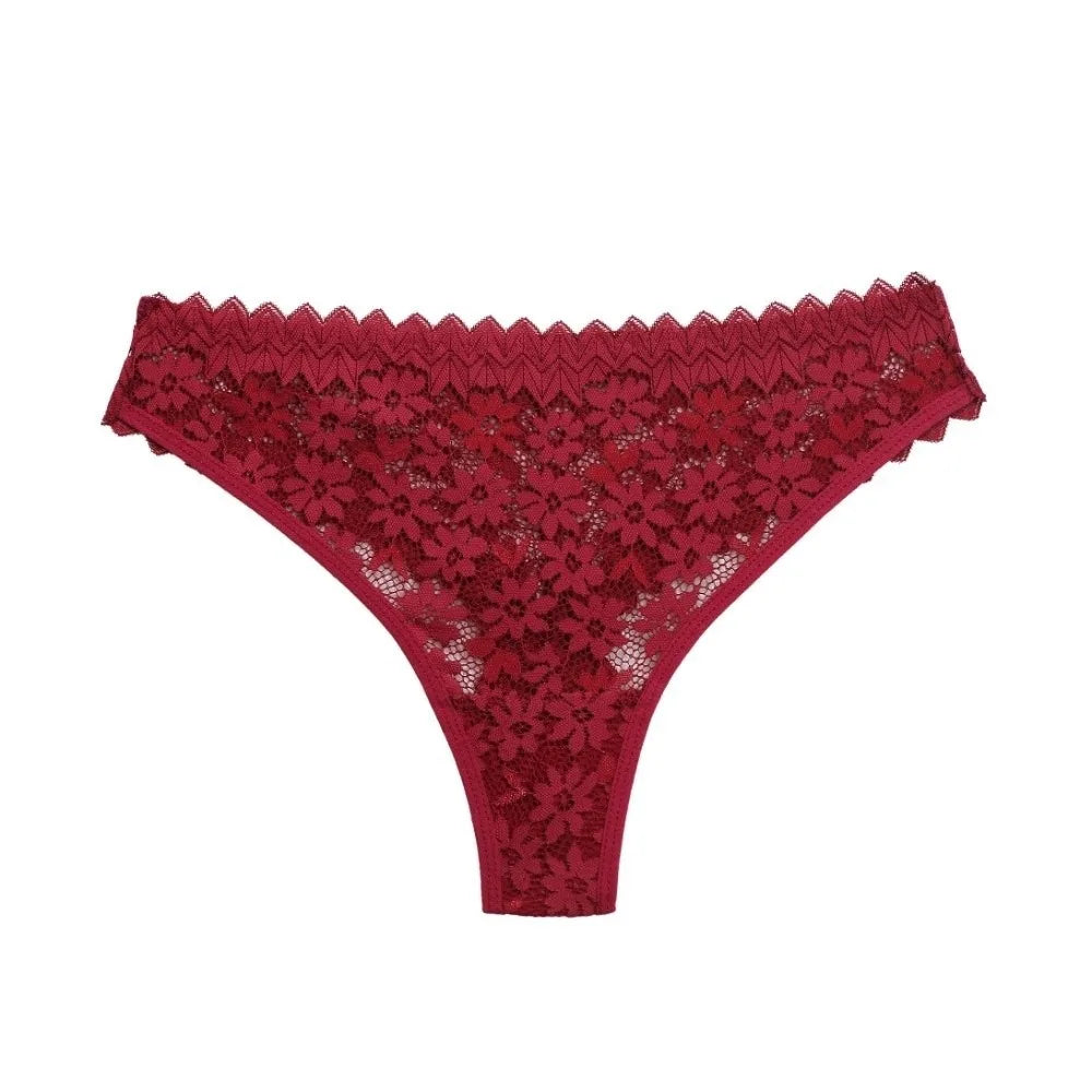 Women's Lace Floral Cotton Briefs – Seamless Low-Rise Panties Women's Briefs Axl Red L 1pc-1pc-