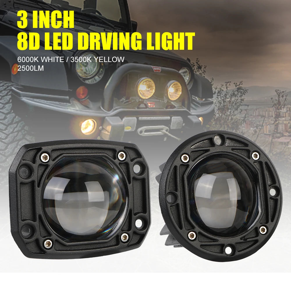 8D Lens 30W LED Flush Mount Work Light 6000K/3500K Dual Color LED Work Light Axl