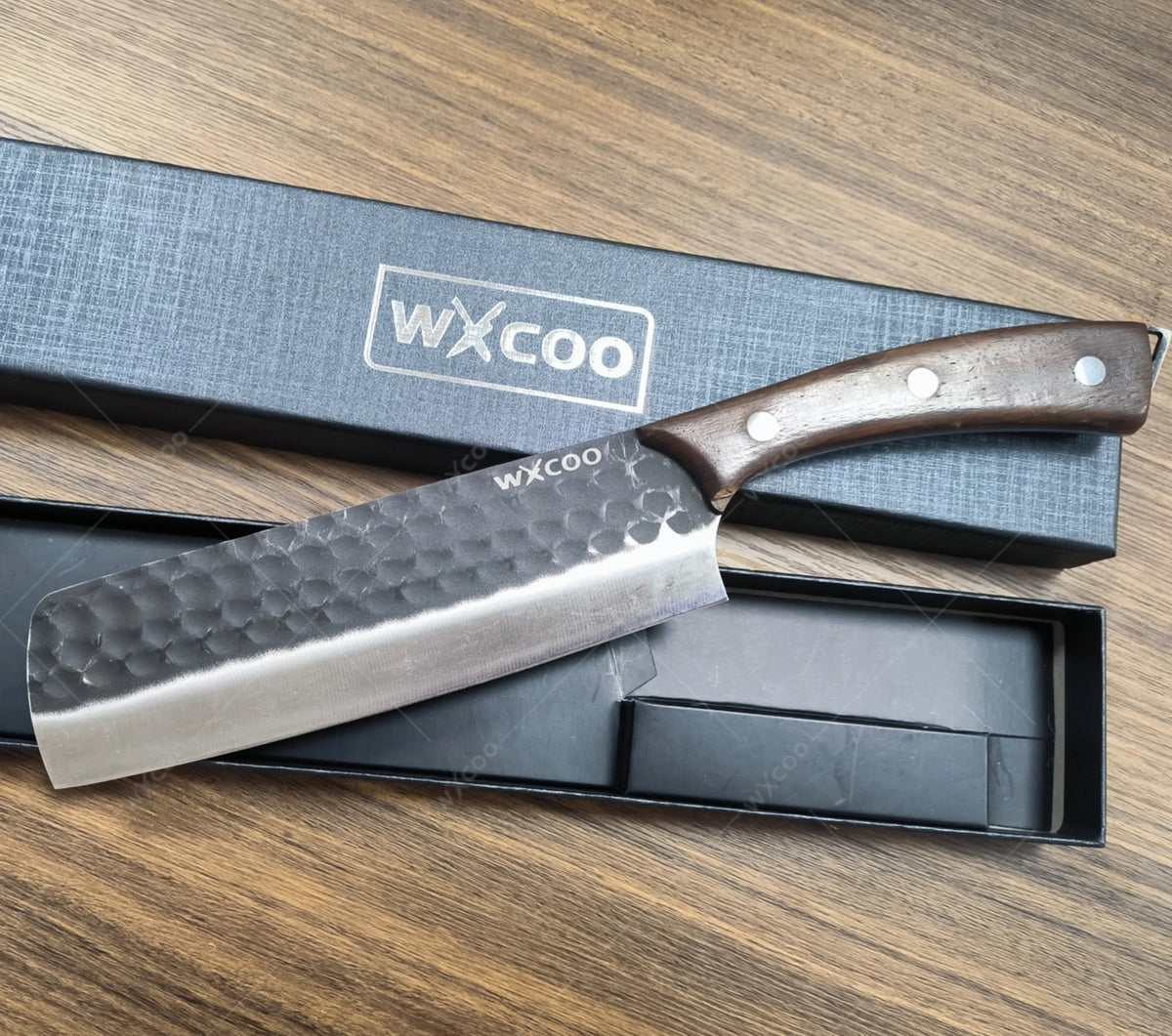 WXCOO Stainless Steel Meat Cleaver Chef Knife – Wood Handle Kitchen Cleaver Knife Axl