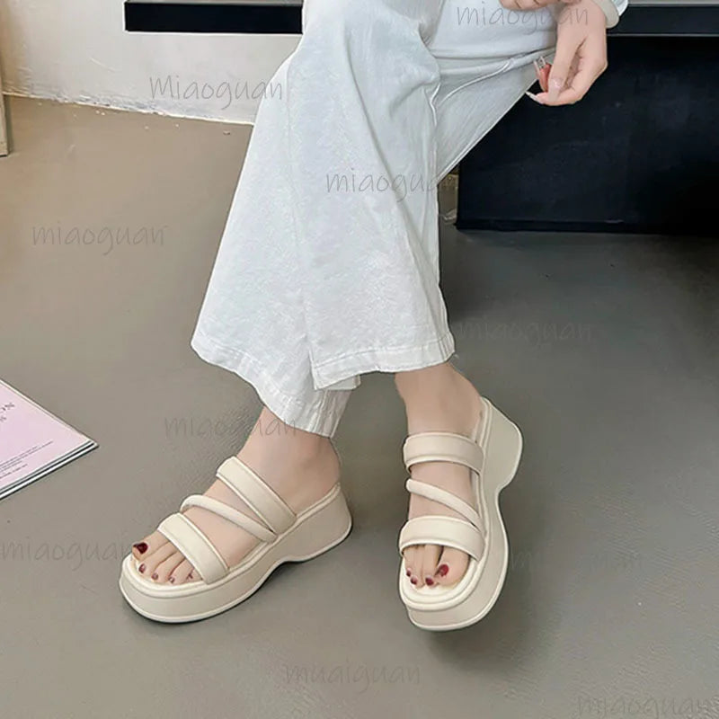 Women's Wedge Slide Sandals – Thick Sole Summer Slippers Wedge Slide Sandals Axl