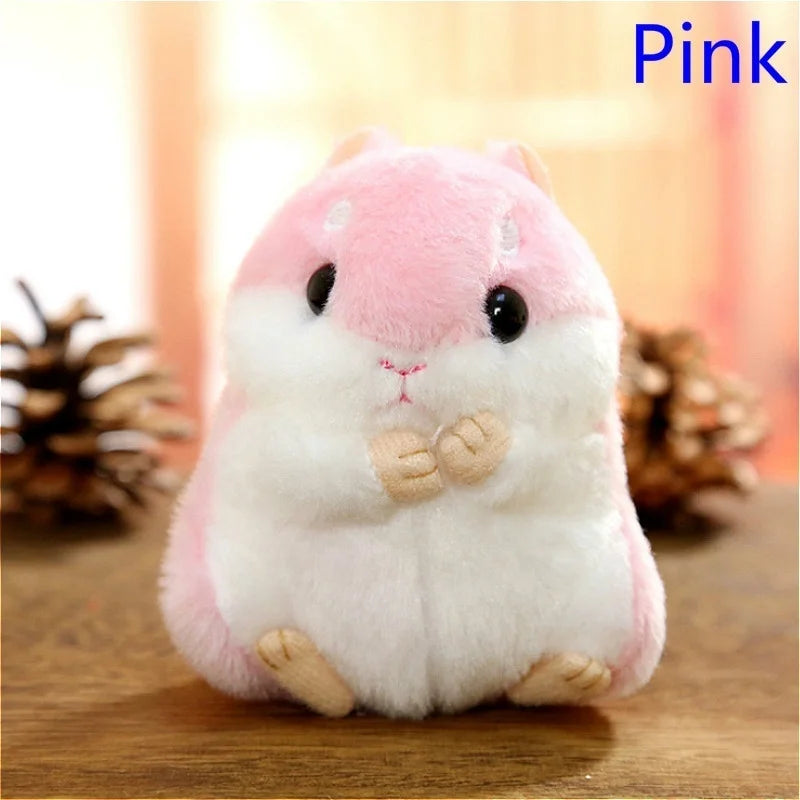 Kawaii Hamster Keychain – Fluffy Faux Fur Pompom Bag Charm Novelty Keychain Axl Pink