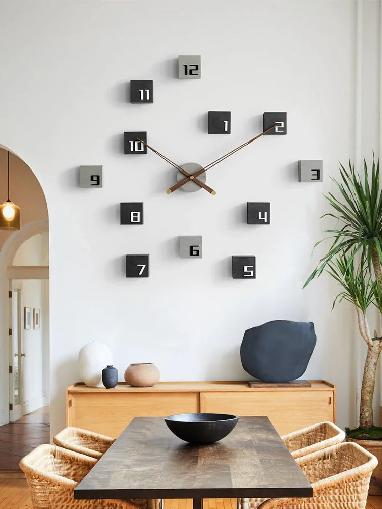Nordic DIY Wood Wall Clock – Large Silent Quartz Home Decor Wall Clock Axl
