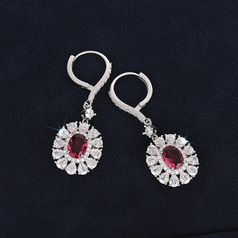Huitan Flower Drop Earrings – CZ Crystal Bridal Party Jewelry Drop Earrings Axl