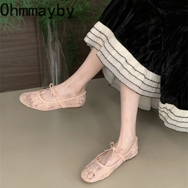Women's Lace Mary Jane Ballet Flats – Slip-On Dress Shoes Women's Ballet Flats Axl