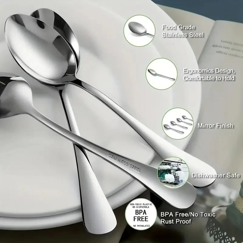 6-Piece Stainless Steel Coffee Spoon & Teaspoon Set 5.3in Teaspoon Set Axl