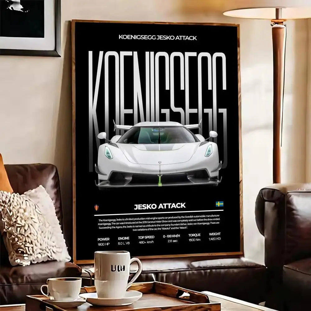 Koenigsegg Supercar Poster – Self-Adhesive Wall Art Sticker Wall Art Sticker Axl