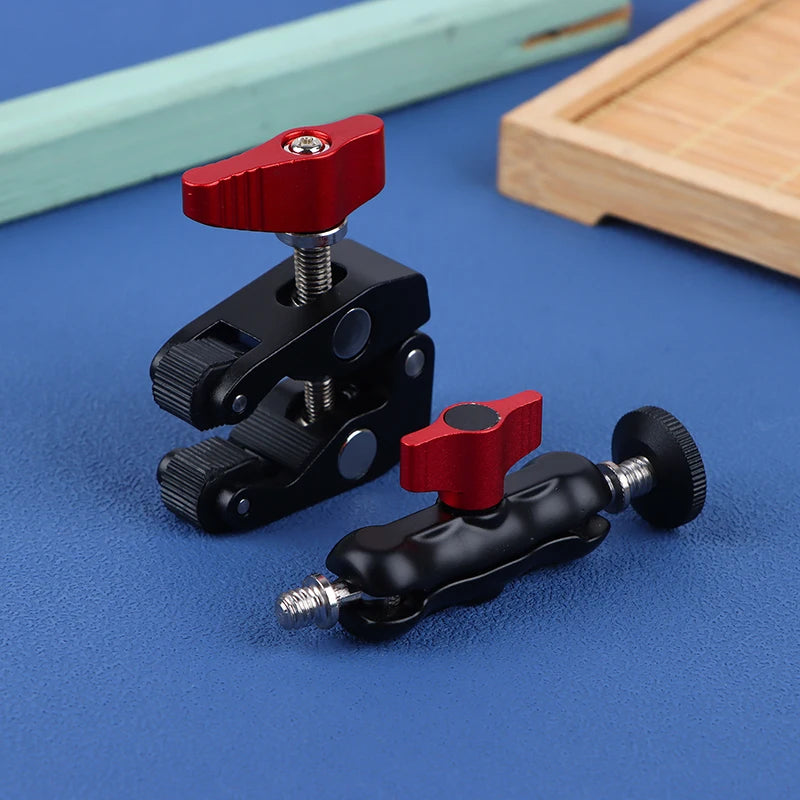 Double Ball Head Magic Arm Clamp 1/4" 3/8" Aluminum Alloy Camera Magic Arm Axl