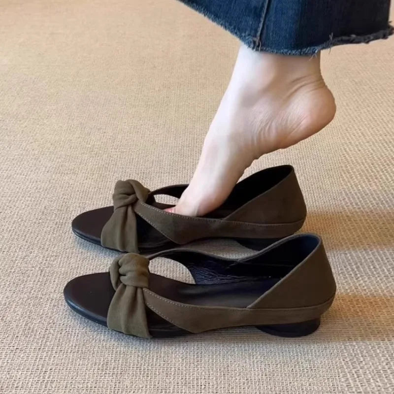 Women's Retro Low Heel Open Toe Sandals – Knot Cross Strap Women's Sandals Axl