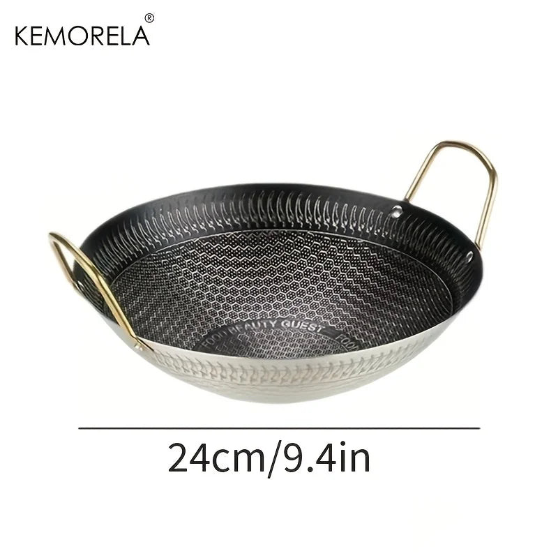 KEMORELA Honeycomb Non-Stick Stainless Steel Wok 24–30cm Non-Stick Wok Axl 24cm