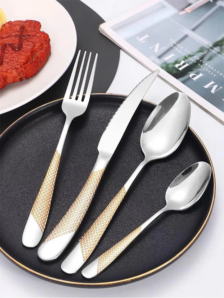 24-Piece Stainless Steel Cutlery Set – Knife Fork Spoon Gift Box Flatware Set Axl