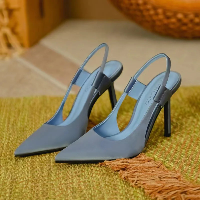 YBQJOO Slingback Stiletto Pumps | Pointed Toe High Heels Women Stiletto Slingback Pumps Axl Blue (9cm) 38