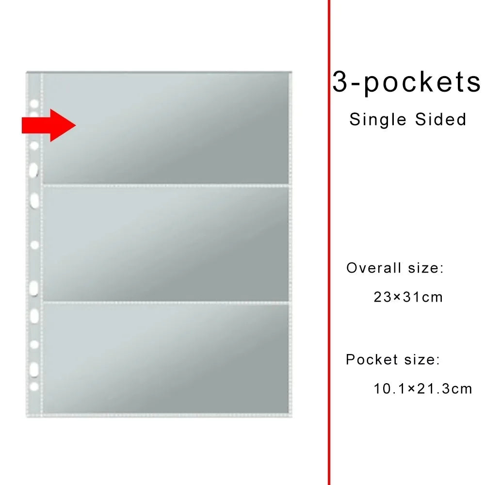 A4 Clear Binder Sleeves – 10 Sheet Photo & Card Pages Binder Sleeve Pages Axl 3-pockets