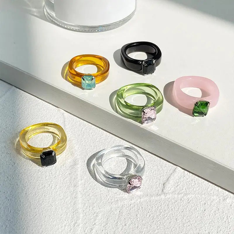 Colorful Zircon Resin Ring – Sweet Fashion Jewelry Gift Fashion Ring Axl