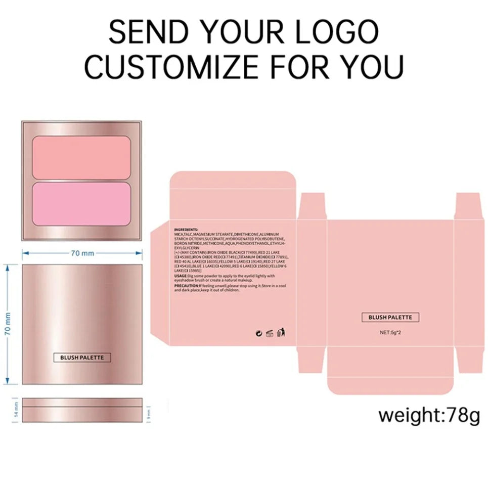 Dual Color Matte Blush & Highlighter Palette | Vegan, Custom Logo Blush Highlighter Palette Axl