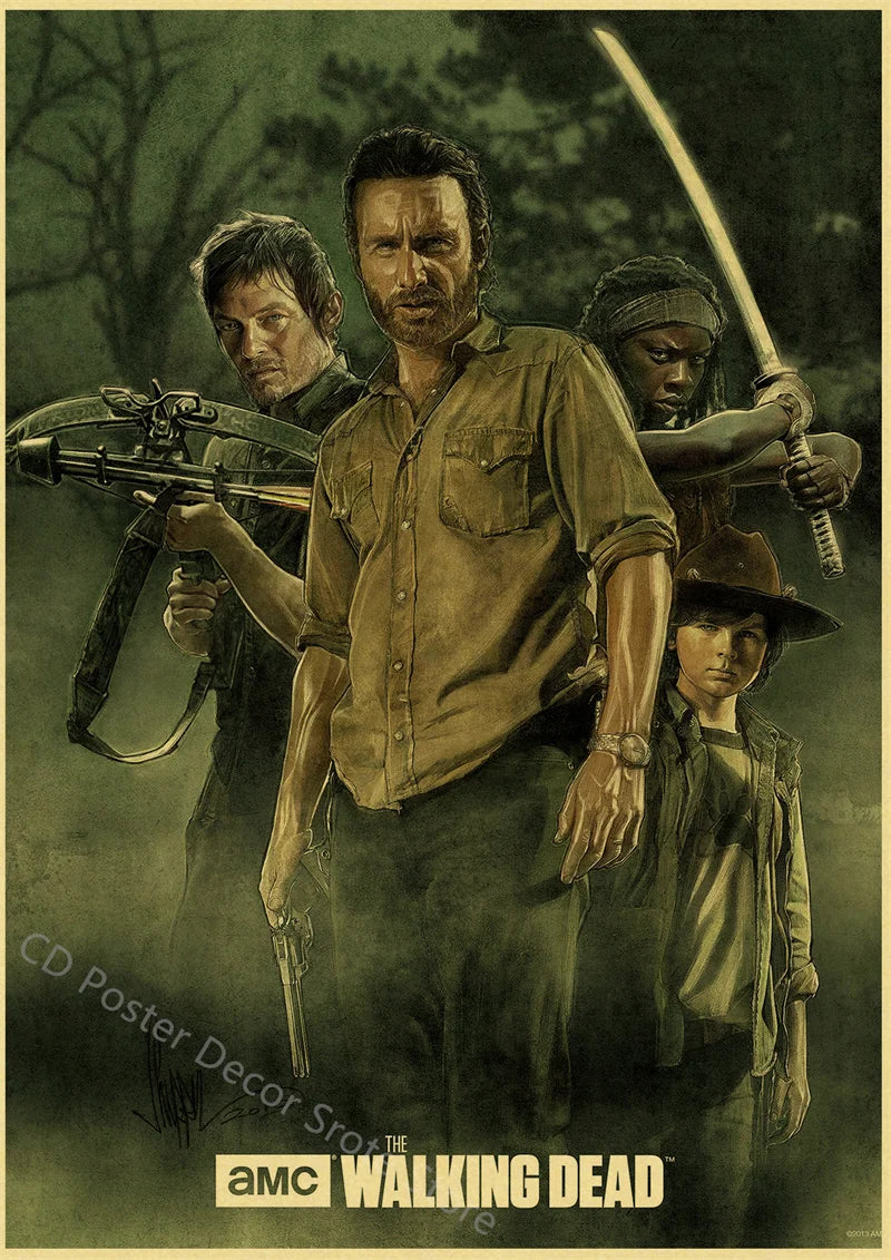 Walking Dead Retro Vintage Poster | Wall Art Print A3/A4 Wall Art Poster Axl 18 A4