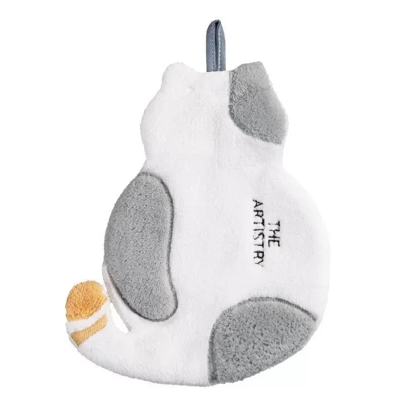 Cute Cat Hand Towel for Kids – Fast-Dry Coral Fleece Kids Hand Towel Axl Grey