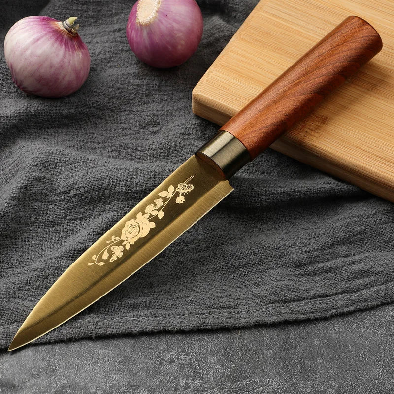 PLYS Titanium Rose 2-in-1 Kitchen & Fruit Knife Set Kitchen Knife Set Axl Style A